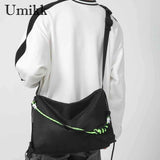 Large Capacity Shoulder Tote Bag with Green Ribbon for Travel Sports
