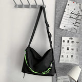 Large Capacity Shoulder Tote Bag with Green Ribbon for Travel Sports