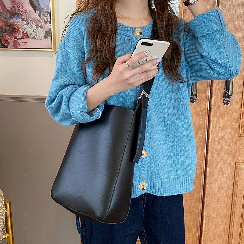 Large Capacity Shoulder Tote Vintage Pu Leather Crossbody Messenger Bag