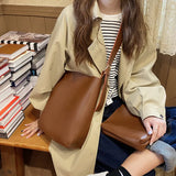 Large Capacity Shoulder Tote Vintage Pu Leather Crossbody Messenger Bag