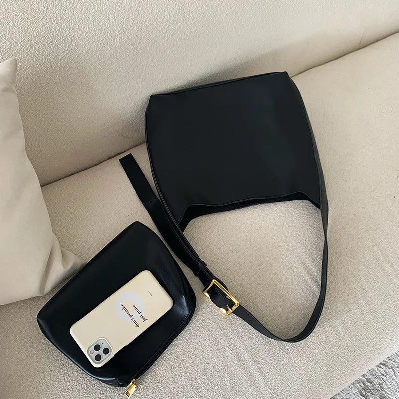 Large Capacity Shoulder Tote Vintage Pu Leather Crossbody Messenger Bag