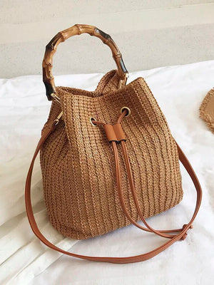 Large Capacity Shoulder Women's Bag Bucket Straw Casual Crossbody Bags for Women