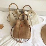 Large Capacity Shoulder Women's Bag Bucket Straw Casual Crossbody Bags for Women