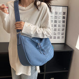 Canvas Crossbody Bags Girls Student Cross-body Schoolbag Solid Shoulder Bag