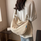 Canvas Crossbody Bags Girls Student Cross-body Schoolbag Solid Shoulder Bag