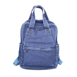 Denim School Backpack for Women Student Teenage Girl Travel Shoulder Bag