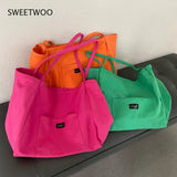 French Pink Canvas Shoulder Bag Women Handbag