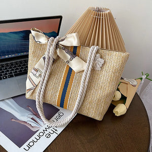 Large Capacity Straw Tote Shoulder Bag for Women Summer