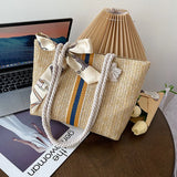 Large Capacity Straw Tote Shoulder Bag for Women Summer