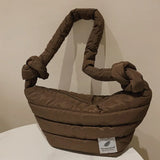 Soft Bucket Shoulder Bag for Women Shopper Space Pad Cotton Feather