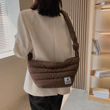 Soft Bucket Shoulder Bag for Women Shopper Space Pad Cotton Feather