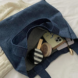 Large Capacity Soft Denim Shoulder Bags Women Retro Underarm Handbags