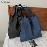 Retro Soft Denim Shoulder Bag Women Underarm Handbag