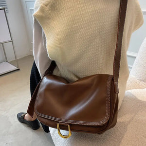 Soft Leather Shoulder Bags for Women - Brown Crossbody Bag
