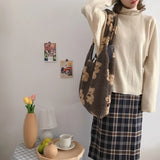 Soft Plush Shopping Bags Girls Book Women Lamb Like Fabric Tote Shoulder Bag