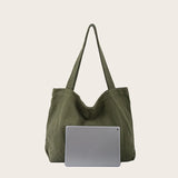 Solid Canvas Shopping Tote Bag Large Capacity