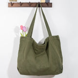 Solid Canvas Shopping Tote Bag Large Capacity