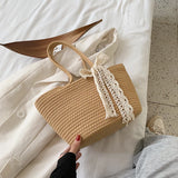 Straw Bucket Bag for Women Large Capacity Summer Beach Handbag