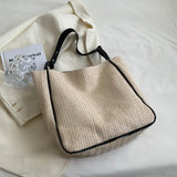 Large Capacity Straw Shoulder Bags Women Daily Office Ladies Casual Totes
