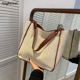 Large Capacity Straw Shoulder Bags Women Daily Office Ladies Casual Totes