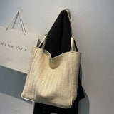 Large Capacity Straw Shoulder Bags Women Daily Office Ladies Casual Totes