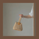 Large Straw Woven Bucket Bag for Women Chain Shoulder Bag