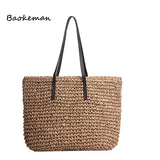 Straw-woven Beach Tote Handbag Shoulder Bag Large Capacity Women Lady Girl