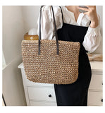 Straw-woven Beach Tote Handbag Shoulder Bag Large Capacity Women Lady Girl