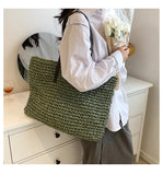 Straw-woven Beach Tote Handbag Shoulder Bag Large Capacity Women Lady Girl
