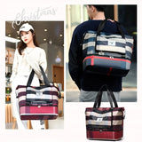 Large Capacity Stripe Travel Handbags Oxford Dry and Wet Separation Luggage