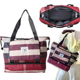 Large Capacity Stripe Travel Handbags Oxford Dry and Wet Separation Luggage