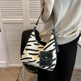 Striped Canvas Side Bag For Women Large Capacity Handbags