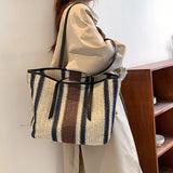 Large Capacity Straw Beach Bag Vintage Woven Shoulder Bag Raffia Circle