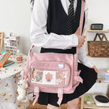 Large Capacity Student Crossbody Canvas Bag Harajuku Shoulder Messenger Bag