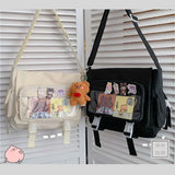 Large Capacity Student Crossbody Canvas Bag Harajuku Shoulder Messenger Bag