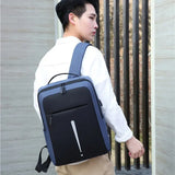 Large Capacity Men's Backpack Solid Color School Laptop Bag