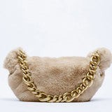 Thick Chain Plush Single Shoulder Handbag Winter Women's Bag