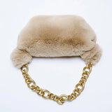 Thick Chain Plush Single Shoulder Handbag Winter Women's Bag