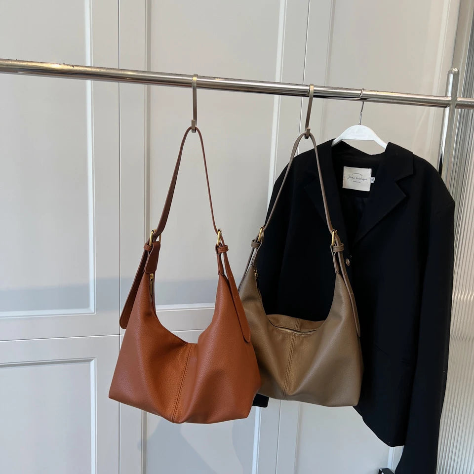 Large Tote Bag Solid Vintage Shoulder Handbag for Women