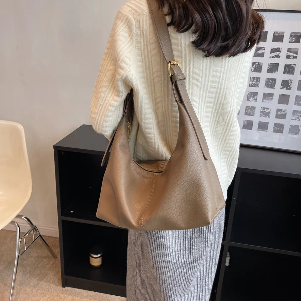 Large Tote Bag Solid Vintage Shoulder Handbag for Women