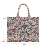 Embroidered Canvas Shoulder Bag Large Tote Handbag
