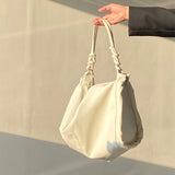 Large Capacity Tote Bag for Women Retro Casual Solid Single Shoulder Bag