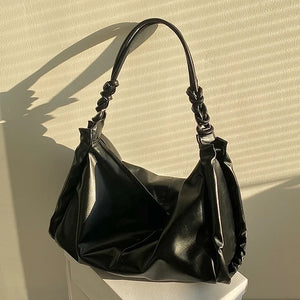 Large Capacity Tote Bag for Women Retro Casual Solid Single Shoulder Bag