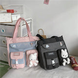 Large Capacity Nylon Patchwork Tote Bag for Teenage Girls