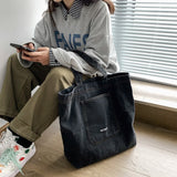 Denim Tote Bag for Women Large Capacity Travel Shoulder Handbag Winter