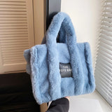 Large Capacity Faux Fur Women Handbag Shoulder Bag Fluffy Plush Tote