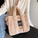 Large Capacity Faux Fur Women Handbag Shoulder Bag Fluffy Plush Tote