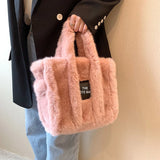 Large Capacity Faux Fur Women Handbag Shoulder Bag Fluffy Plush Tote