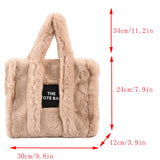 Large Capacity Faux Fur Women Handbag Shoulder Bag Fluffy Plush Tote
