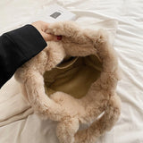 Large Capacity Faux Fur Women Handbag Shoulder Bag Fluffy Plush Tote